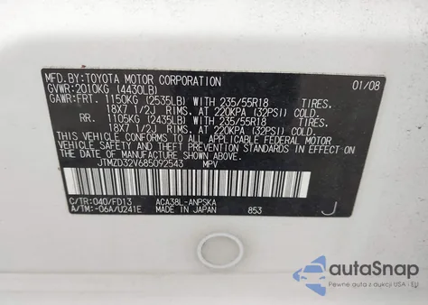 2008 Toyota Rav4 Sport from USA, damaged, VIN JTMZD32V685092543